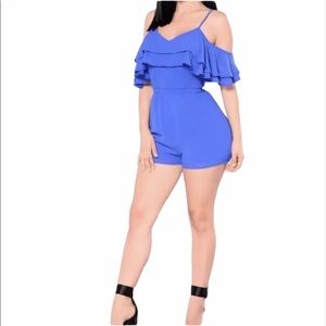 Fashion Nova Cold Shoulder Frill Romper